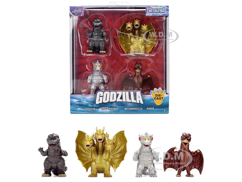 Set of 4 Diecast Figures "Godzilla" Franchise "Metalfigs" Series by Jada - Movie/TV Series Models