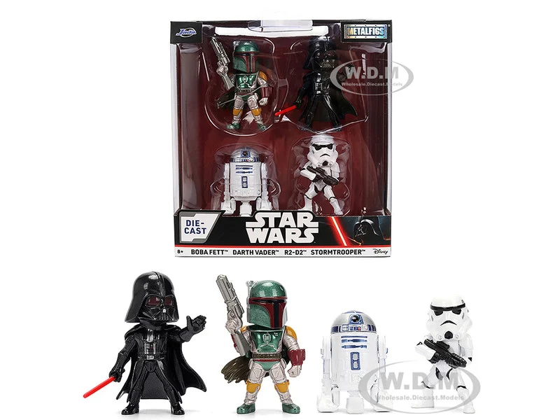 Set of 4 Diecast Figures "Star Wars" Movie Franchise "Metalfigs" Series Diecast Models by Jada - Movie/TV Series Models