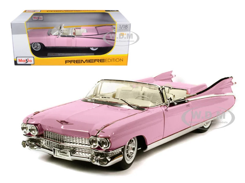 1959 Cadillac Eldorado Biarritz Convertible Pink 1/18 Diecast Model Car by Maisto - Cadillac Models