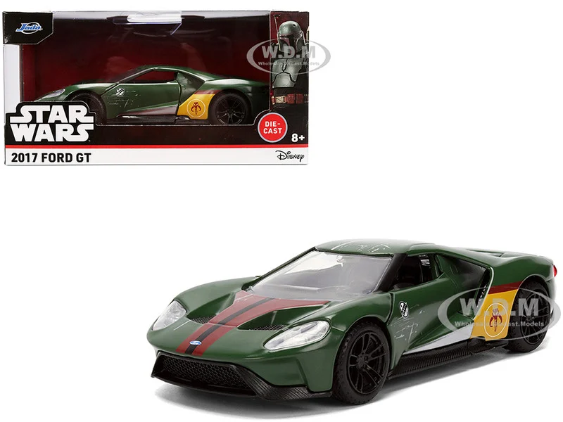 2017 Ford GT "Boba Fett" Livery Dark Green with Graphics "Star Wars" Franchise "Hollywood Rides" Series 1/32 Diecast Model Car by Jada - Ford Models