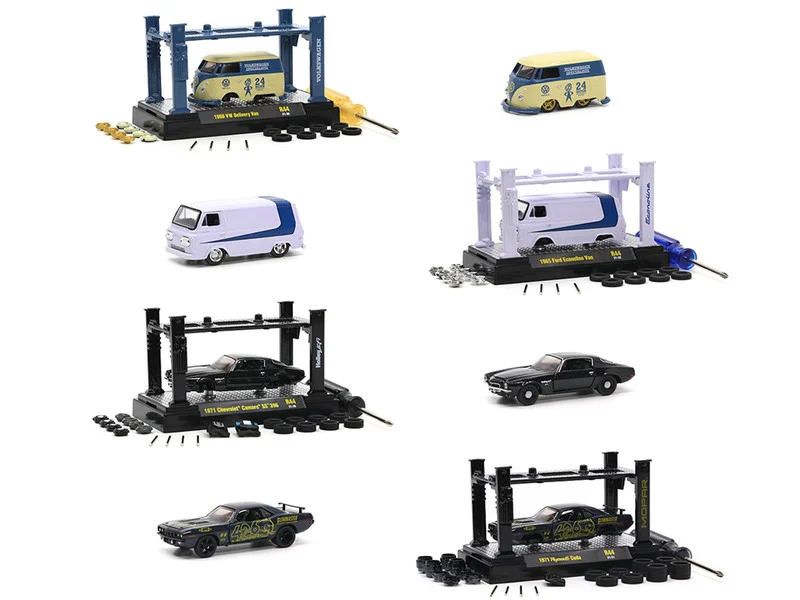 Model Kit 4 piece Car Set Release 44 Limited Edition to 9400 pieces Worldwide 1/64 Diecast Model Cars by M2 Machines - 1/64 Scale Sets
