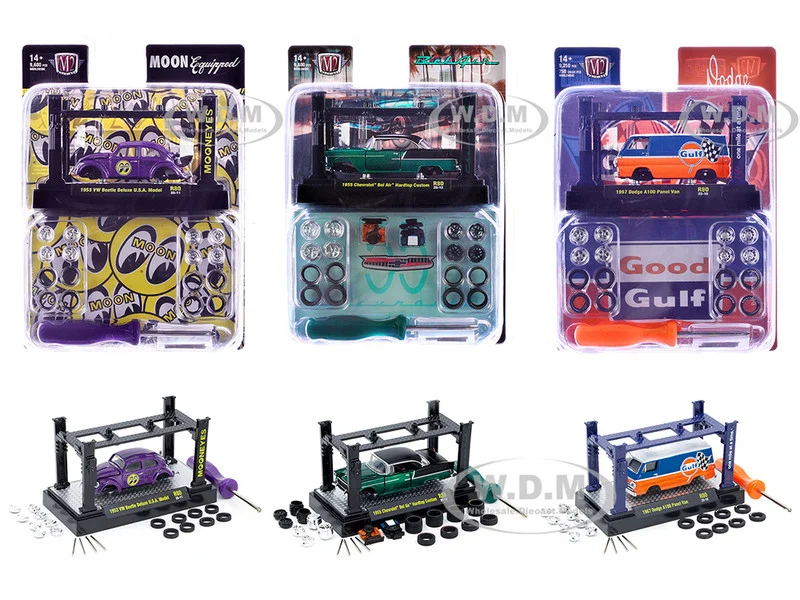 Model Kit 3 piece Car Set Release 80 Limited Edition to 9600 pieces Worldwide 1/64 Diecast Model Cars by M2 Machines - 1/64 Scale Sets
