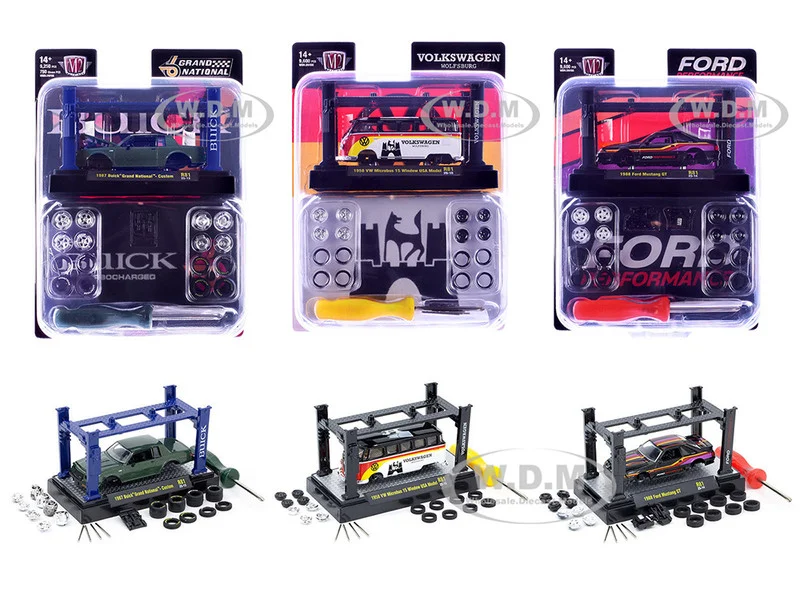 Model Kit 3 piece Car Set Release 81 Limited Edition to 9600 pieces Worldwide 1/64 Diecast Model Cars by M2 Machines - 1/64 Scale Sets