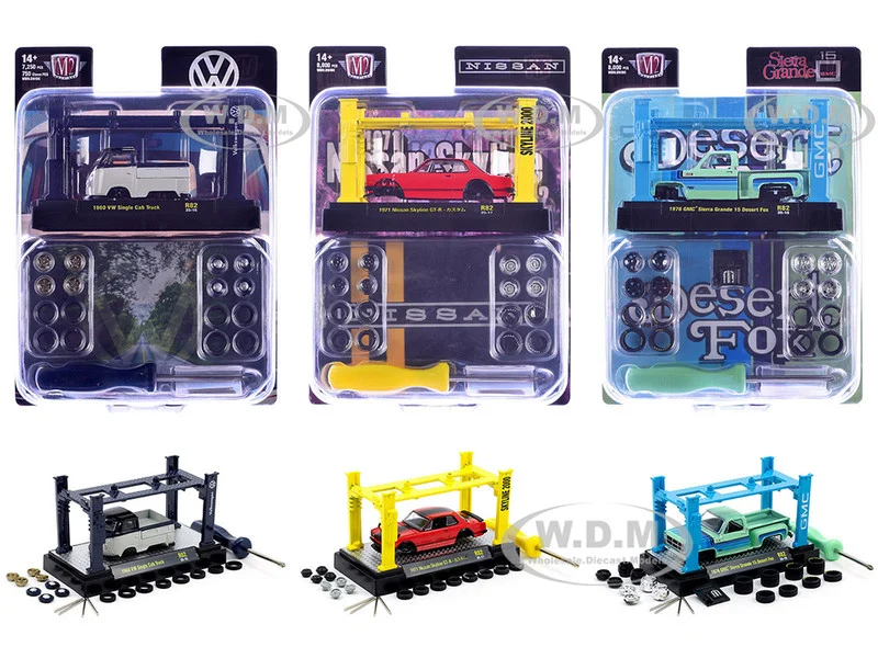 Model Kit 3 piece Car Set Release 82 Limited Edition to 8000 pieces Worldwide 1/64 Diecast Model Cars by M2 Machines - 1/64 Scale Sets