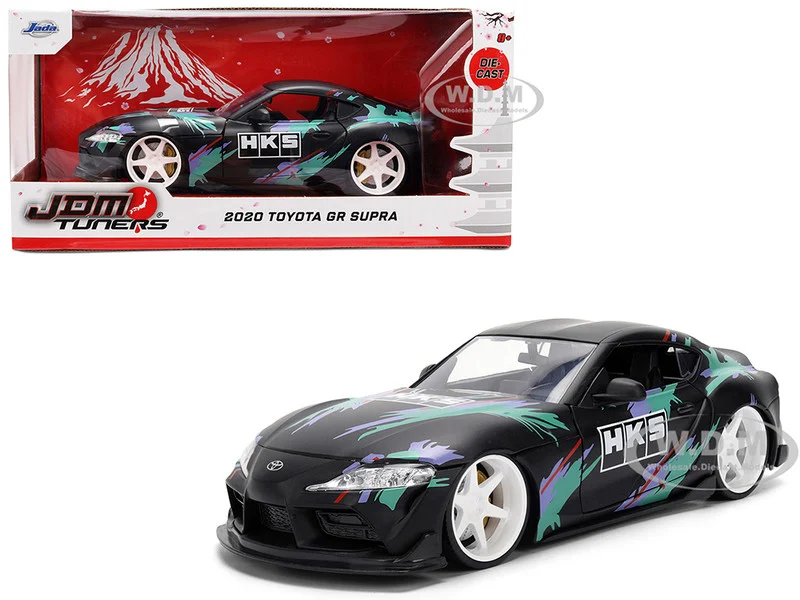 2020 Toyota GR Supra "HKS" Matt Black with Graphics "JDM Tuners" Series 1/24 Diecast Model Car by Jada - Toyota Models