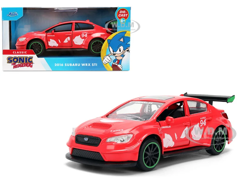 2016 Subaru WRX STI Red with "Knuckles" Graphics "Sonic the Hedgehog" (1991) Video Game "Hollywood Rides" Series 1/32 Diecast Model Car by Jada - Subaru Models