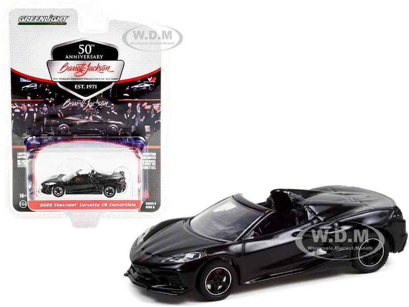 2020 Chevrolet Corvette C8 Stingray Convertible Black (Lot #3003) Barrett Jackson "Scottsdale Edition" Series 8 1/64 Diecast Model Car by Greenlight - Chevrolet Models