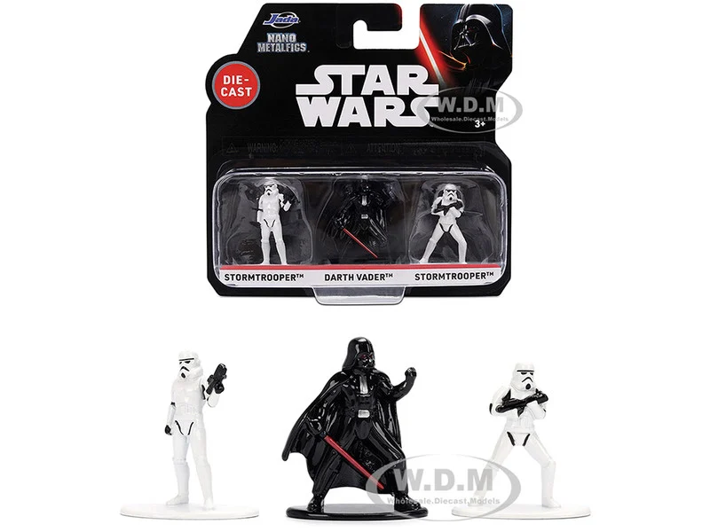Set of 3 Diecast Figures "Star Wars" Movie Franchise "Nano Metalfigs" Series Diecast Models by Jada - Movie/TV Series Models