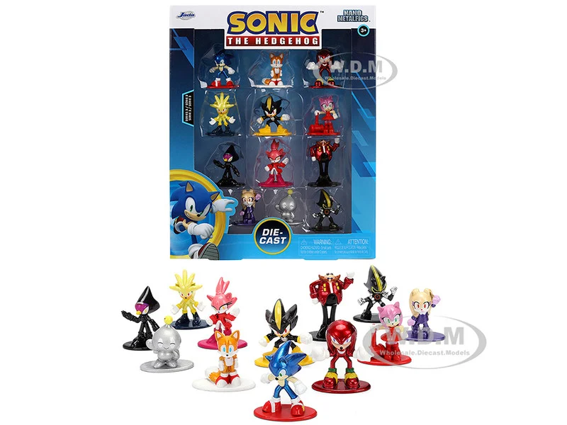 Set of 12 Diecast Figures "Sonic The Hedgehog" Video Games "Nano Metalfigs" Series Diecast Models by Jada - Movie/TV Series Models
