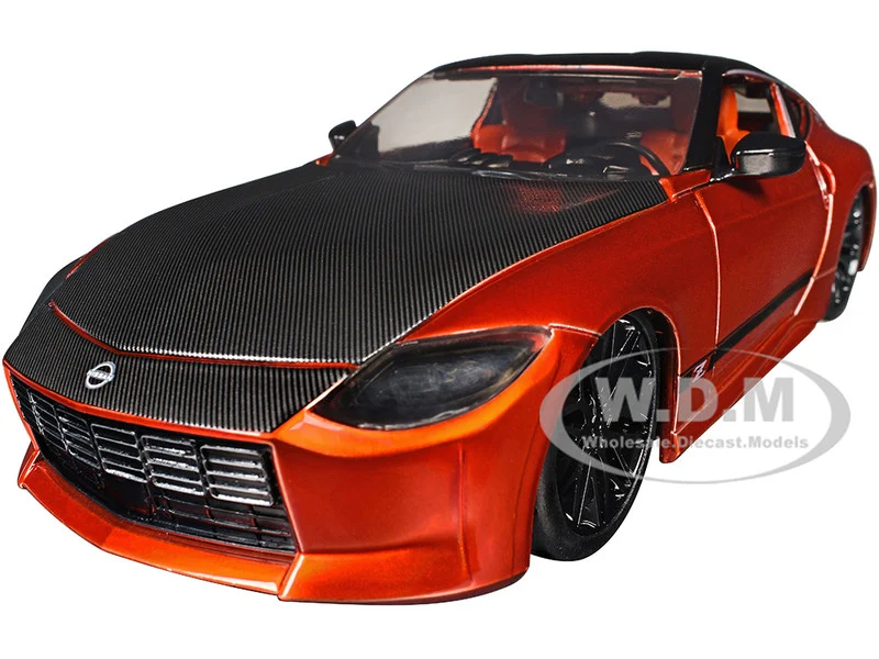 2023 Nissan Z Orange Metallic with Carbon Hood and Black Top "JDM Tuners" Series 1/24 Diecast Model Car by Jada - Nissan Models