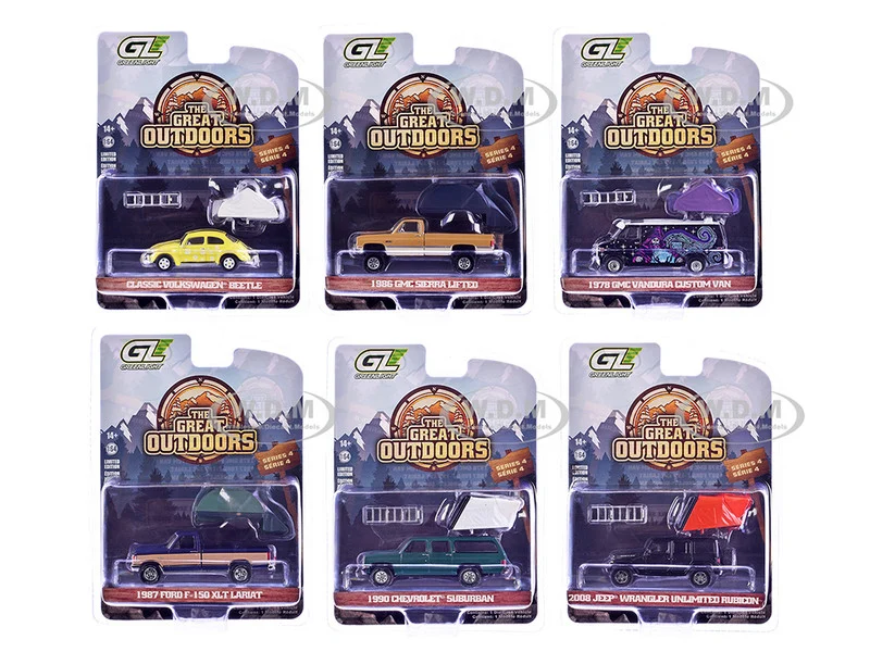 "The Great Outdoors" Series 4 Set of 6 pieces 1/64 Diecast Model Cars by Greenlight - 1/64 Scale Sets