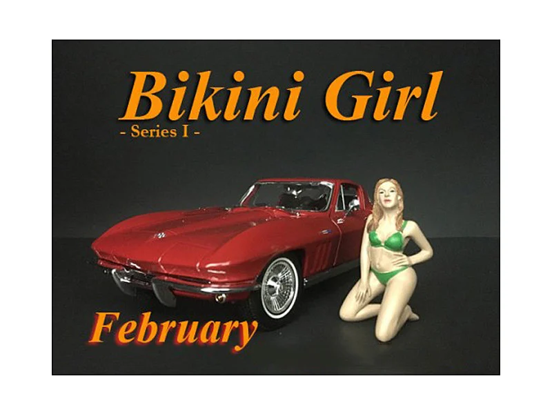 February Bikini Calendar Girl Figurine for 1/24 Scale Models by American Diorama - Accessories