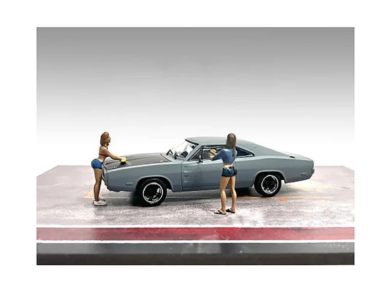 "Car Wash Girls" Set 2 Jessica and Jennifer 2 Piece Figure Set for 1/43 Scale Models by American Diorama - Accessories