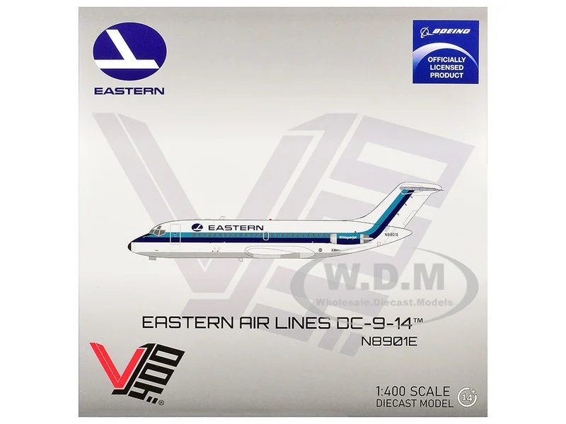 McDonnell Douglas DC-9-14 Commercial Aircraft "Eastern Air Lines" (N8901E) White with Blue Stripes 1/400 Diecast Model Airplane by V1:400