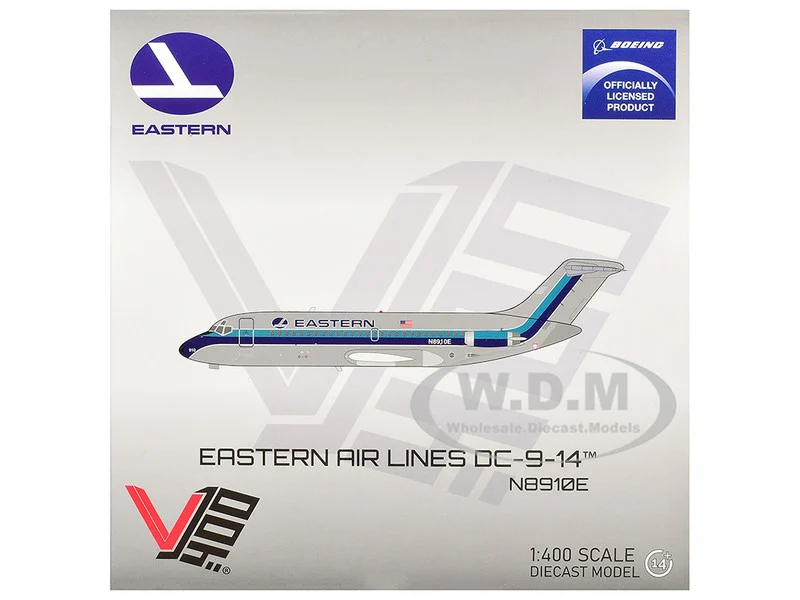 McDonnell Douglas DC-9-14 Commercial Aircraft "Eastern Air Lines" (N8910E) Silver with Blue Stripes 1/400 Diecast Model Airplane by V1:400
