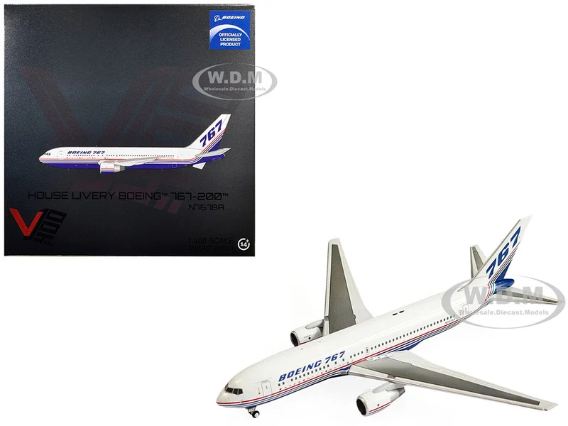 Boeing 767-200 Commercial Aircraft "Boeing House Livery" (N767BA) White with Blue and Red Stripes 1/400 Diecast Model Airplane by V1:400