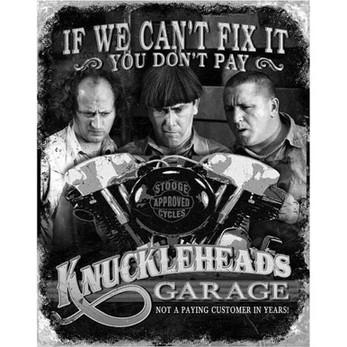 The Three Stooges Knuckleheads Garage Metal Sign - Desperate Enterprises