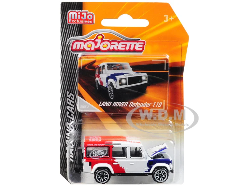 Land Rover Defender 110 White/Red/Blue "Above and Beyond" "Racing Cars" 1/60 Diecast Model Car by Majorette - Range/Land Rover Models