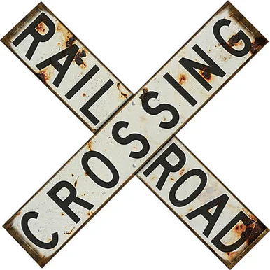 Aged Railroad Crossing Metal Sign RG8114 - Reedyville Goods