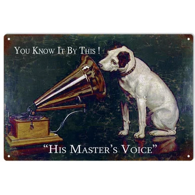 RCA His Masters Voice Dog Reproduction Metal Sign RG392 - Reedyville Goods