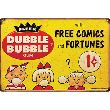 Dubble Bubble Free Comics Reproduction Nostalgic Metal Sign - Reedyville Goods