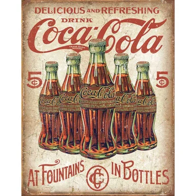COKE - 5 Bottles Retro Metal Sign