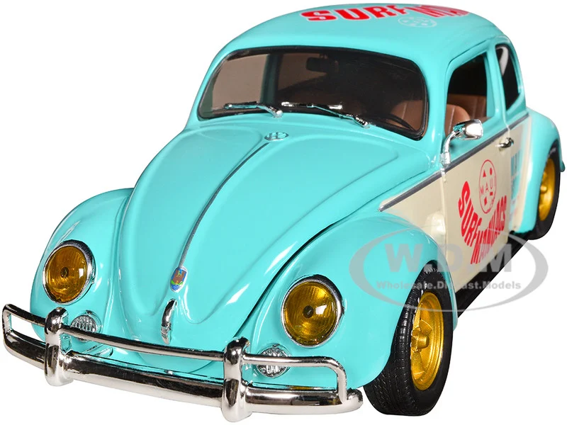 1952 Volkswagen Beetle Deluxe Model Light Blue and Wimbledon White “Maui & Sons” Limited Edition to 3850 pieces Worldwide 1/24 Diecast Model Car by M2 Machines - Volkswagen Models