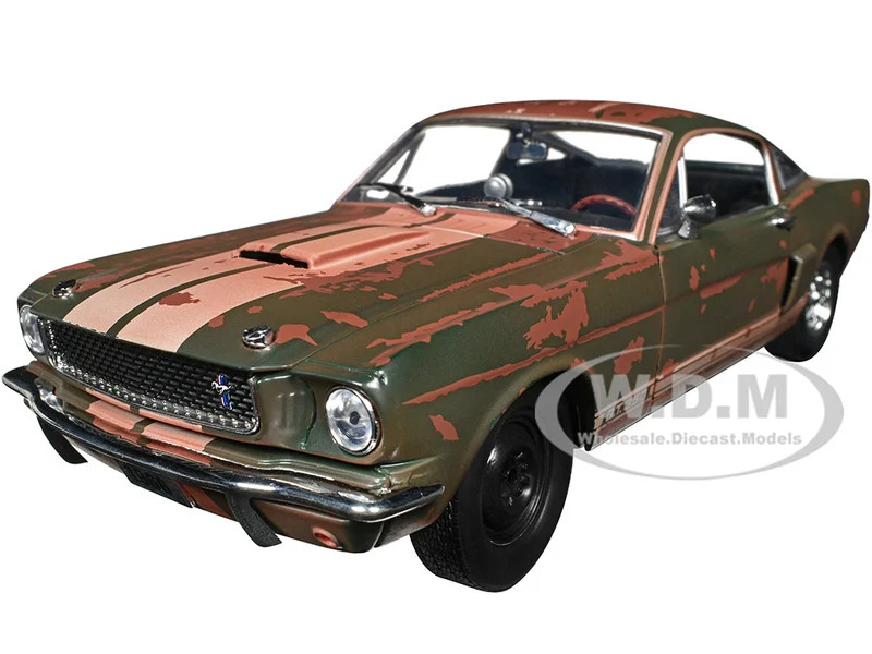 1966 Shelby GT350 Ivy Green with Wimbledon White Stripes (Rusted) Limited Edition to 5250 pieces Worldwide 1/24 Diecast Model Car by M2 Machines - Shelby Models