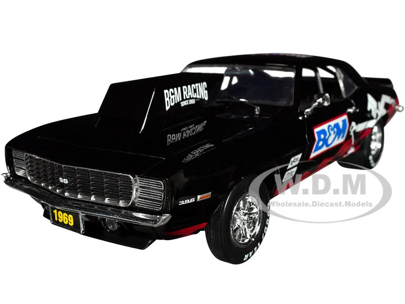 1969 Chevrolet Camaro SS/RS Black "B&M Racing" Limited Edition to 6650 pieces Worldwide 1/24 Diecast Model Car by M2 Machines - Chevrolet Models