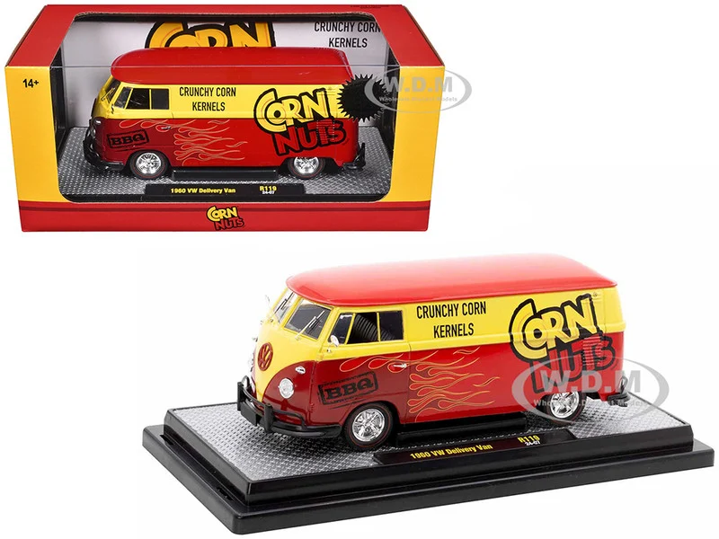 1960 Volkswagen Delivery Van Red and Yellow "Corn Nuts BBQ" Limited Edition to 6250 pieces Worldwide 1/24 Diecast Model Car by M2 Machines - Volkswagen Models