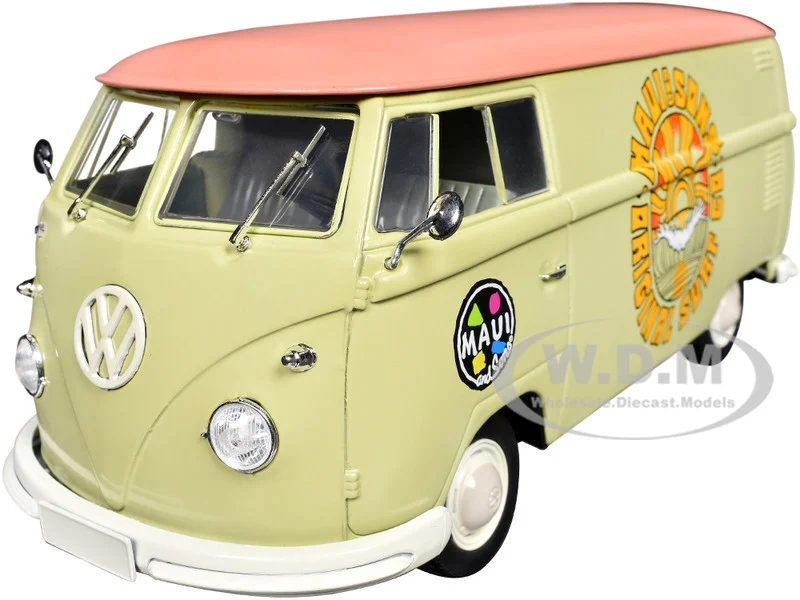 1960 Volkswagen Delivery Van "Maui & Sons" Light Olive Green with Salmon Top Limited Edition to 6650 pieces Worldwide 1/24 Diecast Model Car by M2 Machines - Volkswagen Models