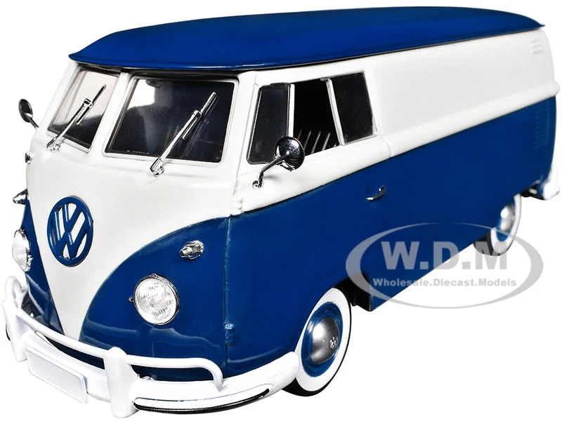 1960 Volkswagen Delivery Van Blue and White Limited Edition to 6650 pieces Worldwide 1/24 Diecast Model Car by M2 Machines - Volkswagen Models