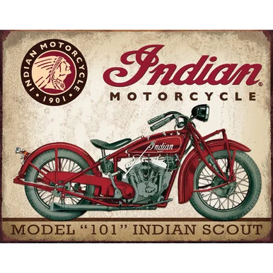 Model "101" Indian Scout Metal Sign - Desperate Enterprises