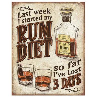 Rum Diet Metal Sign - Desperate Enterprises