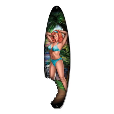 Surfboard Pin-up Metal Sign
