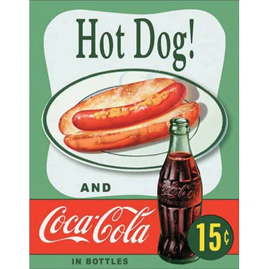 Hot Dog & Coca-Cola Metal Sign