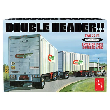 Double Header Tandem Van Trailers 1/25 Kit - AMT