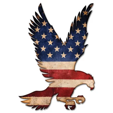 US Flag Eagle Cut Out Metal Sign PSB101 - Vintage Sign Co.