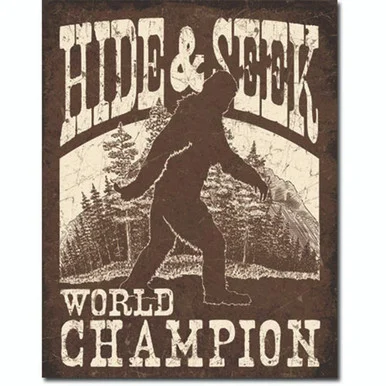 Bigfoot Hide and Seek Metal Sign - Desperate Enterprises