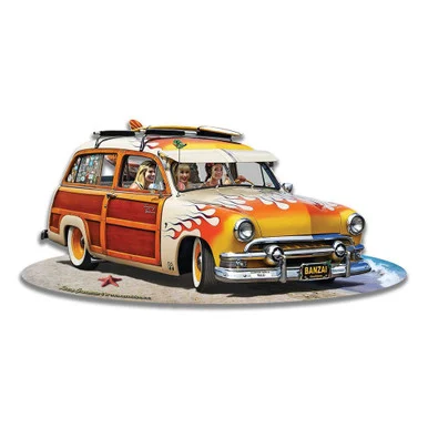1951 Surf Woddy Cut Out Metal Sign - Vintage Sign Co.