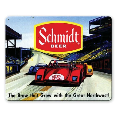 Schmidt Beer - Race Car Metal Sign