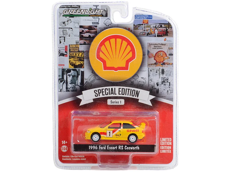1996 Ford Escort RS Cosworth #1 Shell Helix Yellow "Shell Oil Special Edition" Series 1 1/64 Diecast Model Car by Greenlight - Ford Models