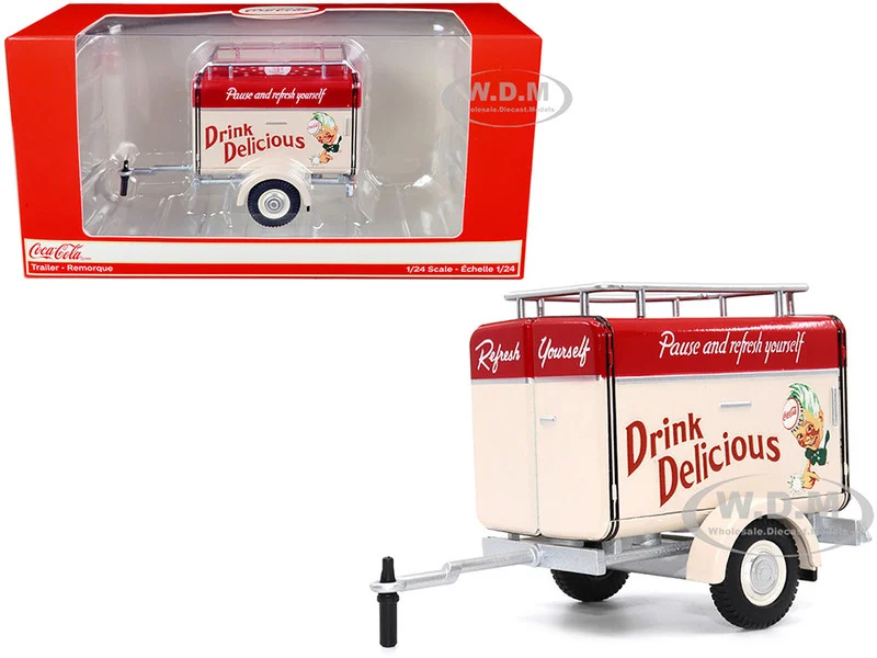 Travel Trailer Cream with Red Top "Pause and Refresh Yourself, Drink Delicious Coca-Cola" 1/24 Diecast Model Car by Motor City Classics