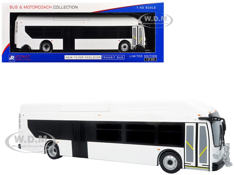 New Flyer Xcelsior Transit Bus Bank White "The Bus & Motorcoach Collection" Limited Edition to 504 Pieces Worldwide 1/43 Model by Iconic Replicas - Bus Models