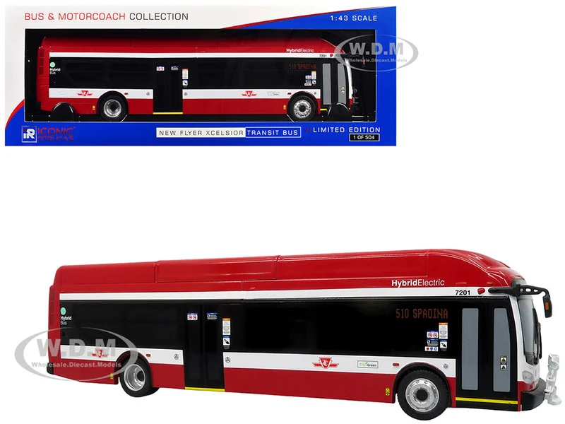 New Flyer Xcelsior Transit Bus Bank "TTC – Toronto Transit Commission" Red and White "The Bus & Motorcoach Collection" Limited Edition to 504 Pieces Worldwide 1/43 Model by Iconic Replicas - Bus Models