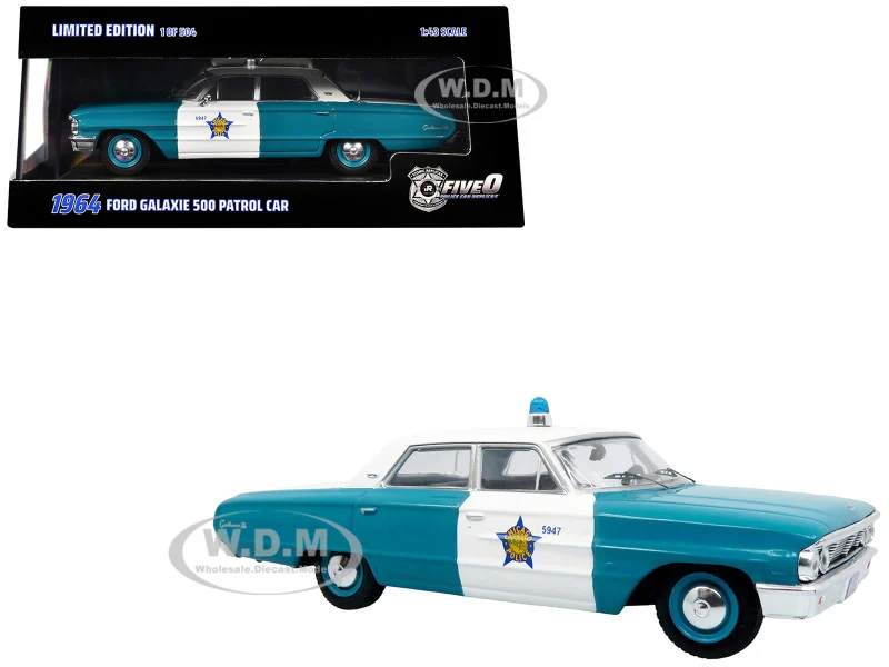 1964 Ford Galaxie 500 Police Car "Chicago Police Department" Blue and White "Five0" Series Limited Edition to 504 pieces Worldwide 1/43 Diecast Model by Iconic Replicas - Ford Models