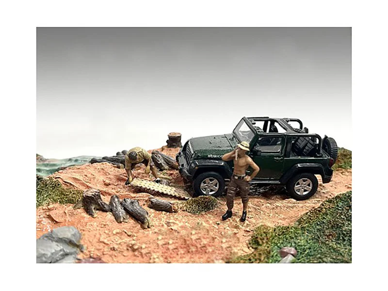 "4X4 Mechanics" 2 Piece Diecast Figure Set 1 for 1/43 Scale Models by American Diorama - Accessories