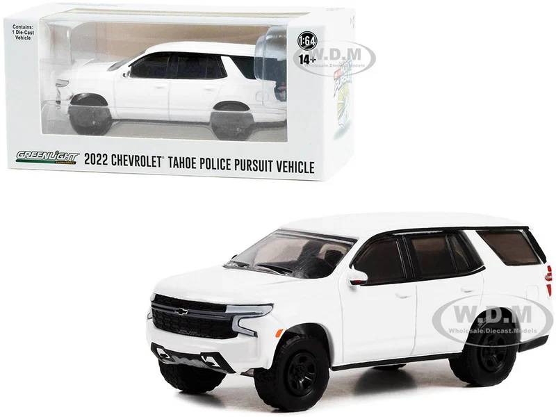 2022 Chevrolet Tahoe Police Pursuit Vehicle (PPV) White "Hot Pursuit" "Hobby Exclusive" Series 1/64 Diecast Model Car by Greenlight - Chevrolet Models
