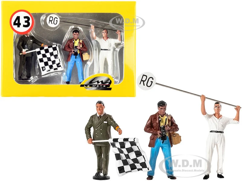 Set of 3 Figurines Robert (Photographer), Leon Swen (Race Director) and Manfred (The Mechanic) for 1/43 Scale Models by Le Mans Miniatures - Accessories