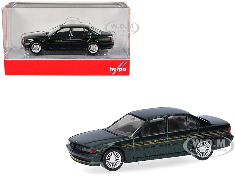 BMW Alpina B12 Green Metallic 1/87 (HO) Plastic Model Car by Herpa - BMW Models